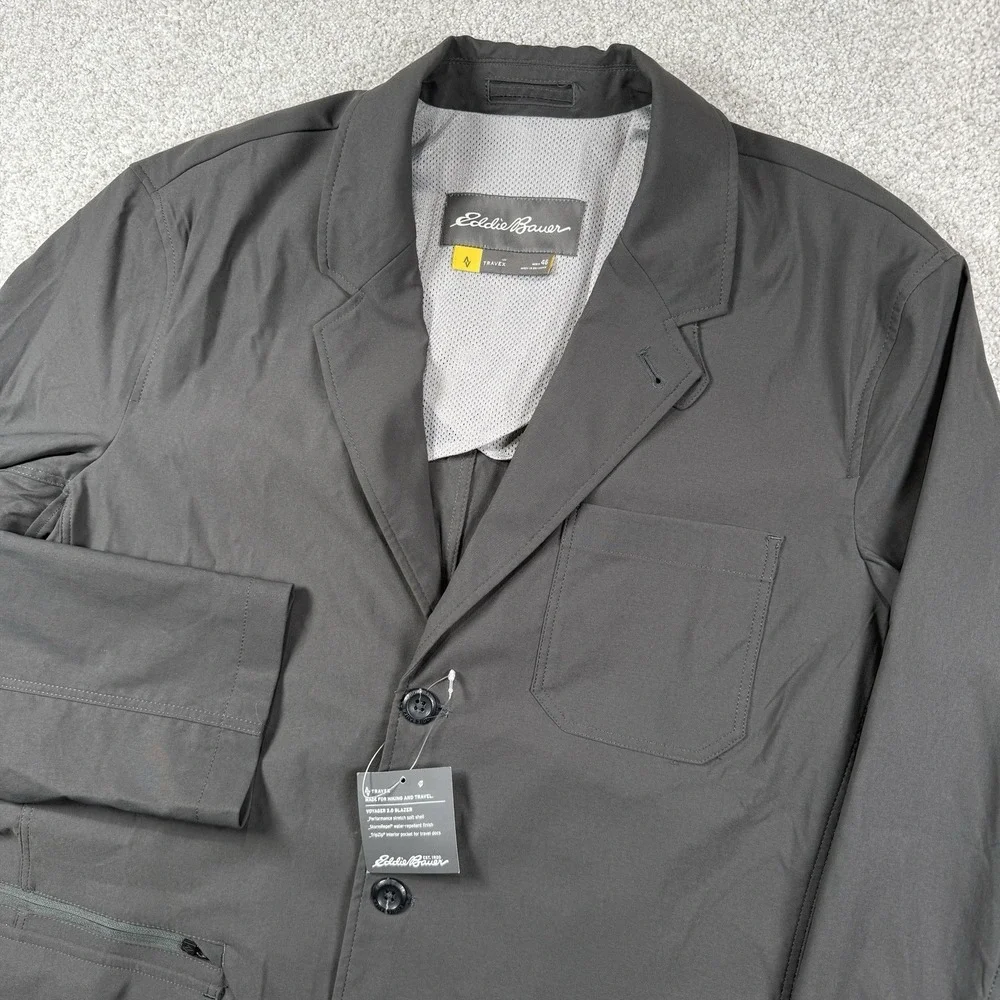New Mens Eddie Bauer Travex Voyager 2.0 Blazer‎ Size 46 Gray Jacket